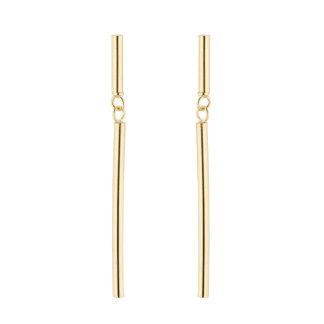 9ct Yellow Gold Round Bar Drop Earrings