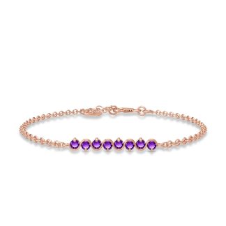 Amethyst Zinnia Interwoven Bracelet in 9ct Rose Gold