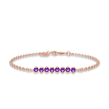 Amethyst Zinnia Interwoven Bracelet in 9ct Rose Gold