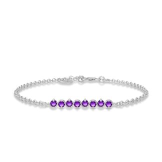 Amethyst Zinnia Interwoven Bracelet in 9ct White Gold