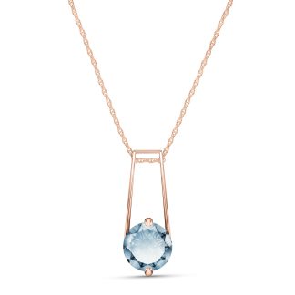 Aquamarine Freya Contemporary Drop Pendant Necklace in 9ct Rose Gold