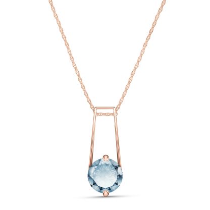 Aquamarine Freya Contemporary Drop Pendant Necklace in 9ct Rose Gold