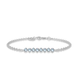 Aquamarine Zinnia Interwoven Bracelet in 9ct White Gold