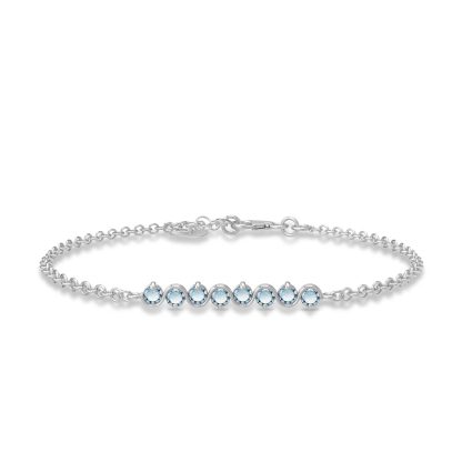 Aquamarine Zinnia Interwoven Bracelet in 9ct White Gold