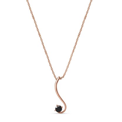 Black Diamond Bordeaux Delicate Swish Pendant Necklace in 9ct Rose Gold