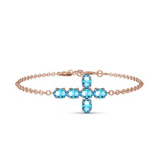 Blue Topaz Diana Contemporary Cross Bracelet in 9ct Rose Gold