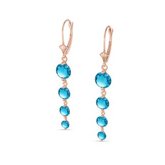 Blue Topaz Gianna Vertical Drop Earrings in 9ct Rose Gold