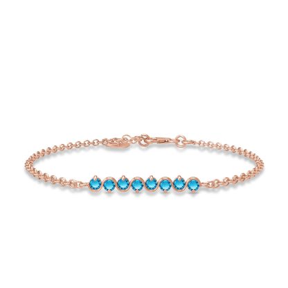 Blue Topaz Zinnia Interwoven Bracelet in 9ct Rose Gold