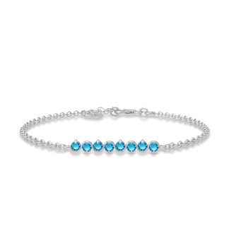 Blue Topaz Zinnia Interwoven Bracelet in 9ct White Gold