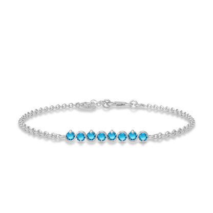 Blue Topaz Zinnia Interwoven Bracelet in 9ct White Gold