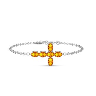 Citrine Diana Contemporary Cross Bracelet in 9ct White Gold