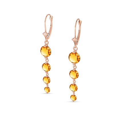 Citrine Gianna Vertical Drop Earrings in 9ct Rose Gold