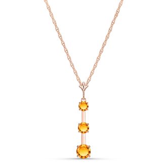 Citrine Ida Vertical Trio Pendant Necklace in 9ct Rose Gold