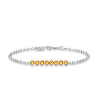 Citrine Zinnia Interwoven Bracelet in 9ct White Gold