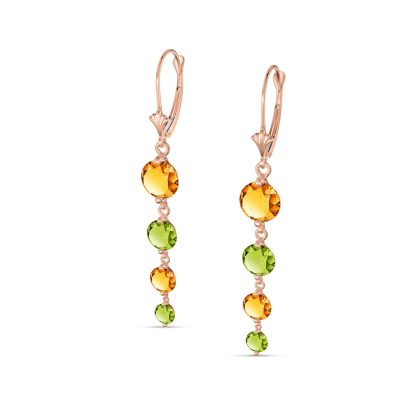 Citrine & Peridot Gianna Vertical Drop Earrings in 9ct Rose Gold