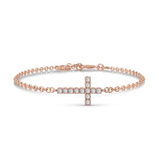 Diamond Minerva Contemporary Cross Bracelet in 9ct Rose Gold