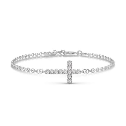 Diamond Minerva Contemporary Cross Bracelet in 9ct White Gold