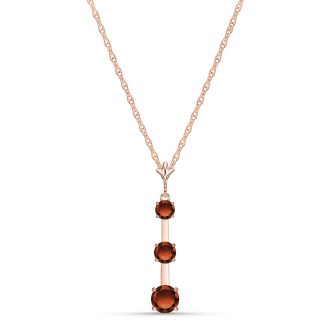 Garnet Ida Vertical Trio Pendant Necklace in 9ct Rose Gold