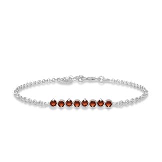 Garnet Zinnia Interwoven Bracelet in 9ct White Gold