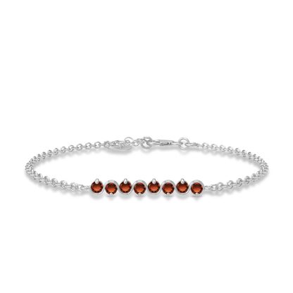 Garnet Zinnia Interwoven Bracelet in 9ct White Gold