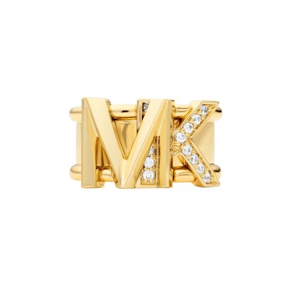 Ladies Yellow Gold Coloured MK Logo Ring