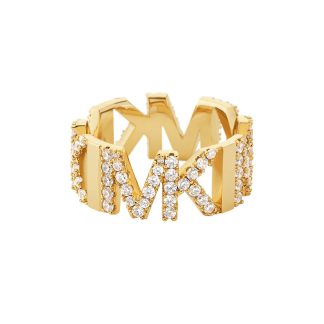 Ladies Yellow Gold Coloured MK Logo Ring - Ring Size M