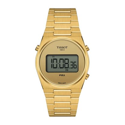 PRX Digital 35mm Unisex Watch Black PVD Yellow Gold