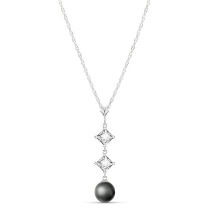 Pearl Delia Trio Drop Pendant Necklace in 9ct White Gold