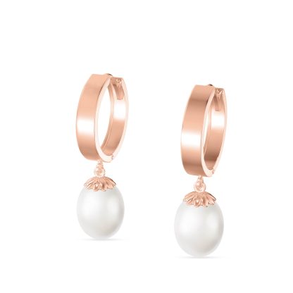 Pearl Selena Minimalist Earrings in 9ct Rose Gold