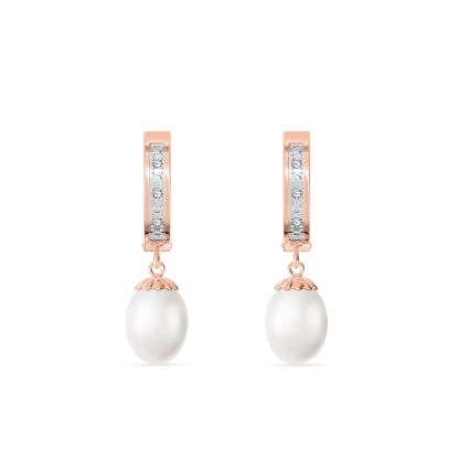 Pearl & Diamond Selena Embellished Earrings in 9ct Rose Gold