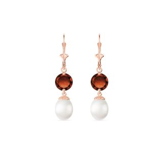 Pearl & Garnet Cressida Drop Earrings in 9ct Rose Gold