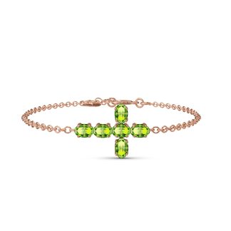 Peridot Diana Contemporary Cross Bracelet in 9ct Rose Gold