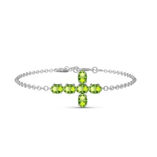 Peridot Diana Contemporary Cross Bracelet in 9ct White Gold