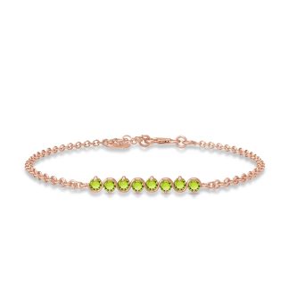 Peridot Zinnia Interwoven Bracelet in 9ct Rose Gold