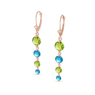 Peridot & Blue Topaz Gianna Vertical Drop Earrings in 9ct Rose Gold