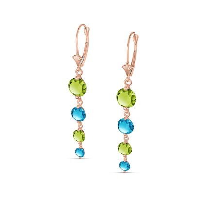 Peridot & Blue Topaz Gianna Vertical Drop Earrings in 9ct Rose Gold