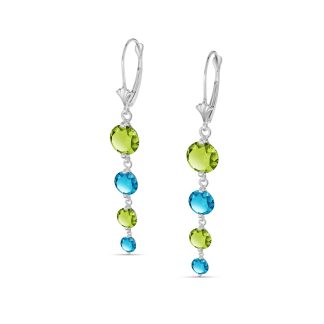 Peridot & Blue Topaz Gianna Vertical Drop Earrings in 9ct White Gold