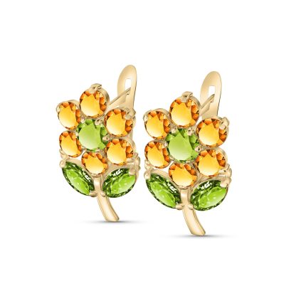 Peridot & Citrine Marina Flower Earrings in 9ct Gold