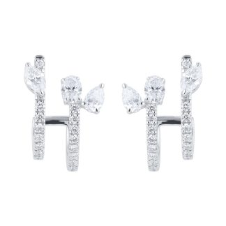 Riveret 18ct White Gold 0.75cttw Diamond Double Stud Earrings