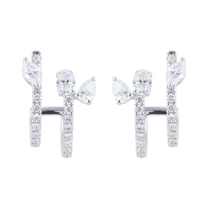 Riveret 18ct White Gold 0.75cttw Diamond Double Stud Earrings