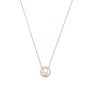 Rose Gold Coloured Sterling Silver Cubic Zirconia Hand Pendant Necklace