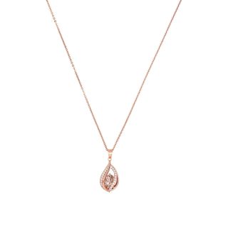 Rose Gold Coloured Sterling Silver Cubic Zirconia Swirl Pendant Necklace