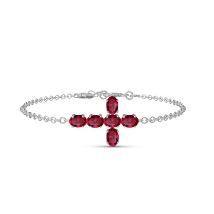 Ruby Diana Contemporary Cross Bracelet in 9ct White Gold