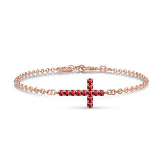 Ruby Minerva Contemporary Cross Bracelet in 9ct Rose Gold