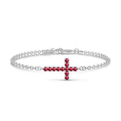 Ruby Minerva Contemporary Cross Bracelet in 9ct White Gold