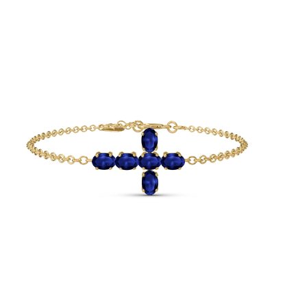 Sapphire Diana Contemporary Cross Bracelet in 9ct Gold