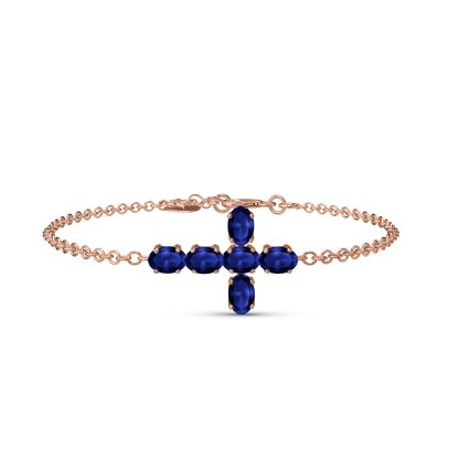 Sapphire Diana Contemporary Cross Bracelet in 9ct Rose Gold