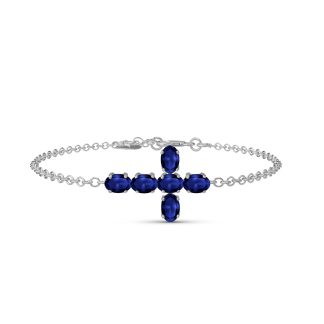 Sapphire Diana Contemporary Cross Bracelet in 9ct White Gold