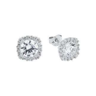 Silver 9mm Cubic Zirconia Round Stud Earrings