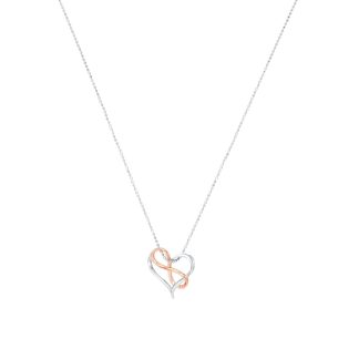 Silver Bi Colour Heart & Infinity Pendant Necklace